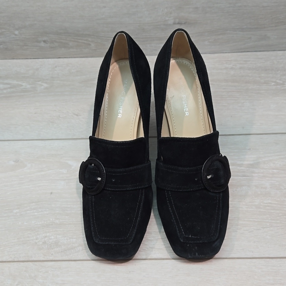 Marc Fisher Women Garlan Leather Square Toe Heels Sandals shoes sz 8.5M - Picture 3 of 12